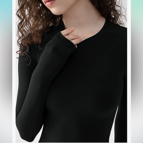 NWT PUMIEY Women's Crew Neck Long Sleeve Bodysuit black medium - Picture 3 of 5